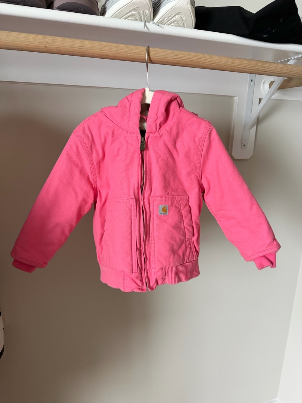 Carhartt Girls' Bright Pink Hooded Puffer Jacket